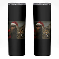 Funny Cat Selfie Bigfoot Christmas Sasquatch Skinny Tumbler
