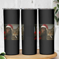 Funny Cat Selfie Bigfoot Christmas Sasquatch Skinny Tumbler