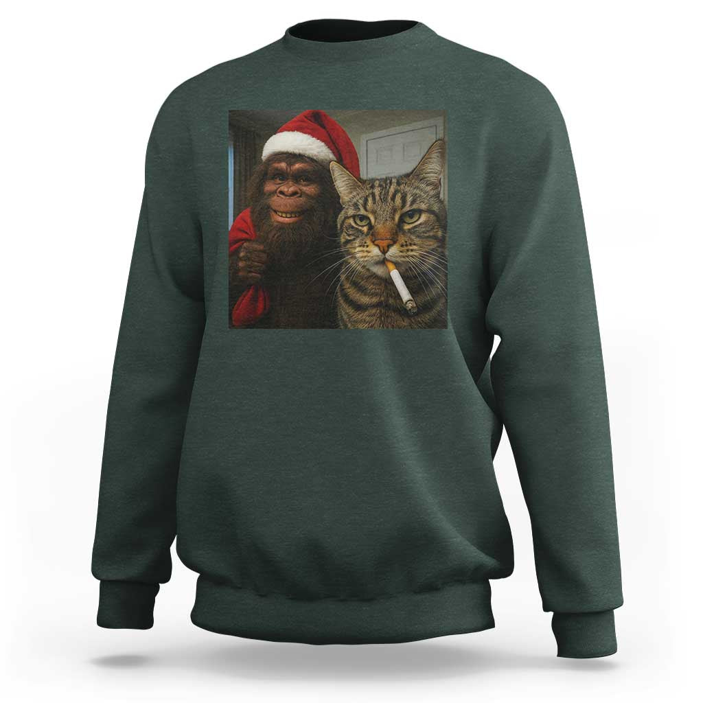 Funny Cat Selfie Bigfoot Christmas Sasquatch Sweatshirt - Wonder Print Shop