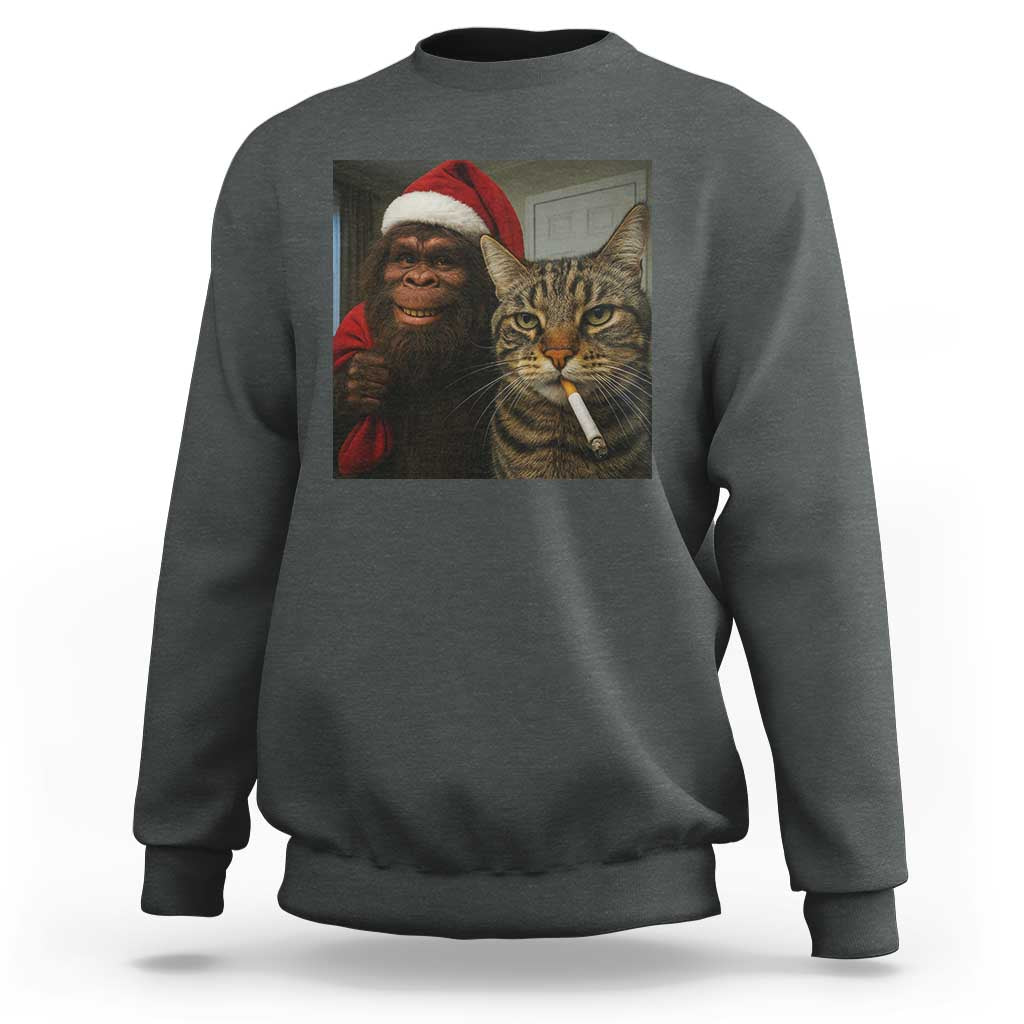 Funny Cat Selfie Bigfoot Christmas Sasquatch Sweatshirt - Wonder Print Shop