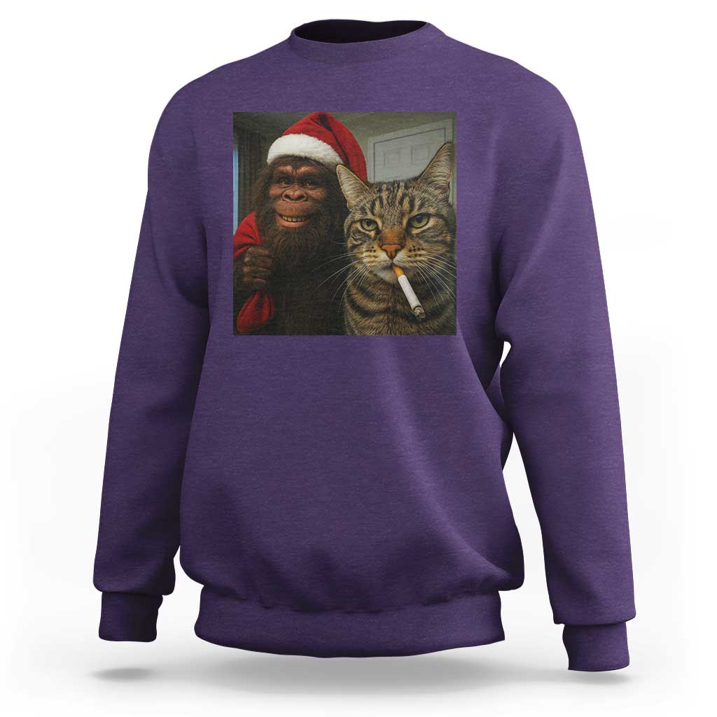 Funny Cat Selfie Bigfoot Christmas Sasquatch Sweatshirt - Wonder Print Shop
