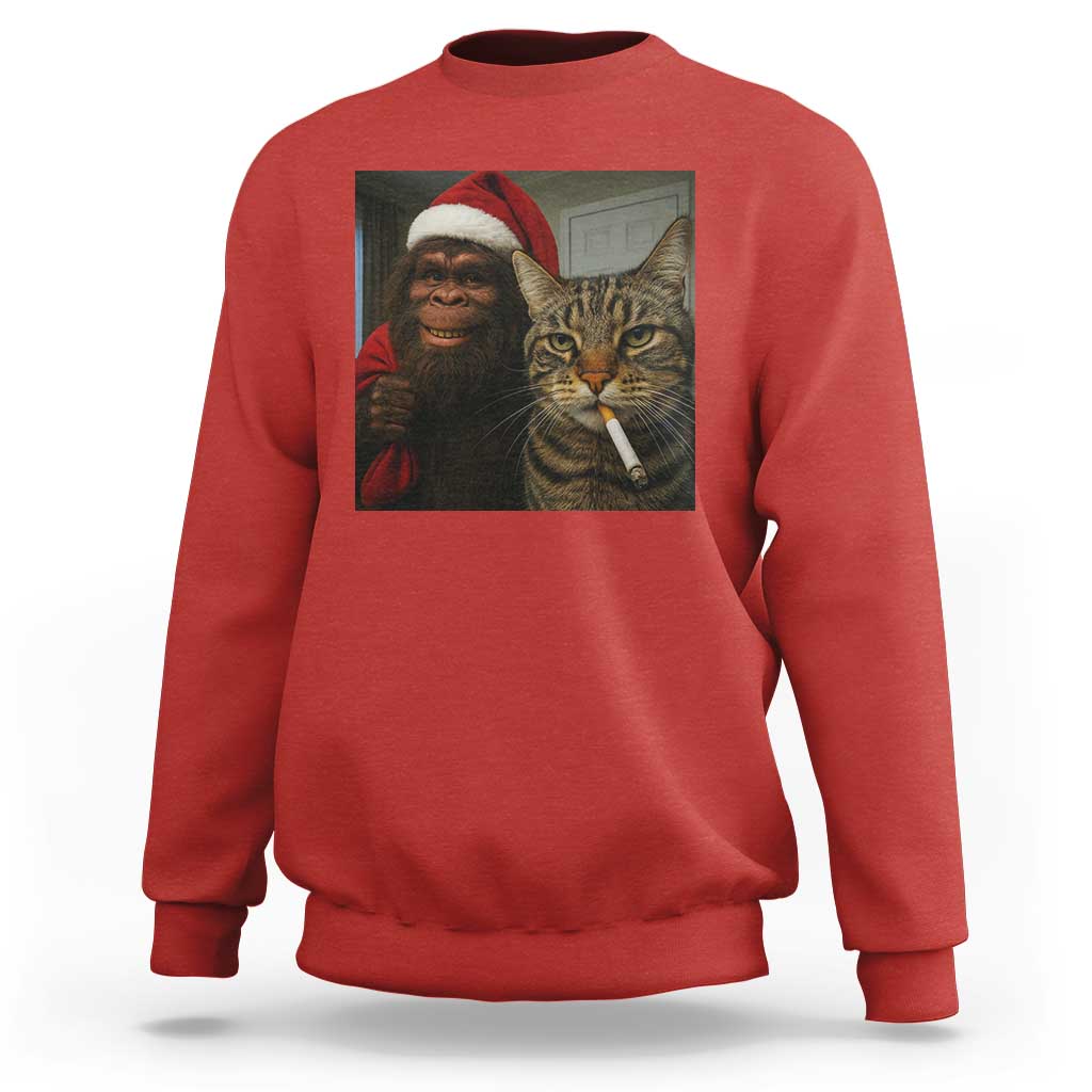 Funny Cat Selfie Bigfoot Christmas Sasquatch Sweatshirt - Wonder Print Shop