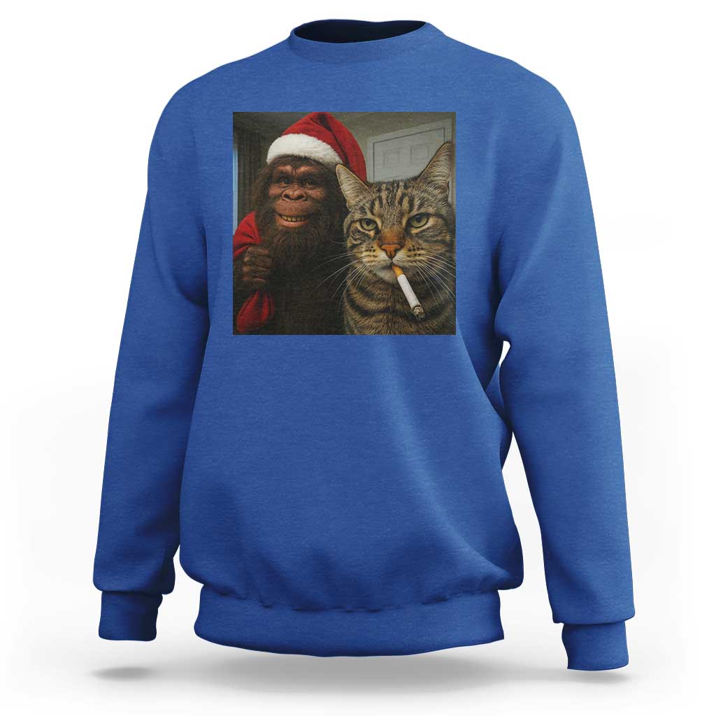 Funny Cat Selfie Bigfoot Christmas Sasquatch Sweatshirt - Wonder Print Shop