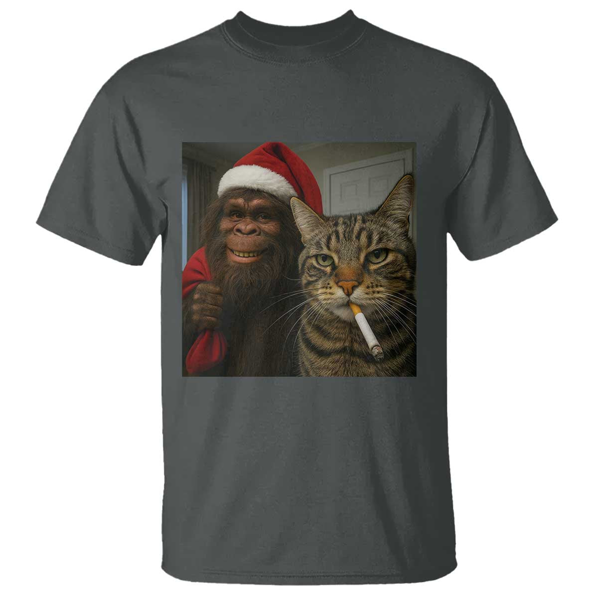 Funny Cat Selfie Bigfoot Christmas Sasquatch T Shirt - Wonder Print Shop