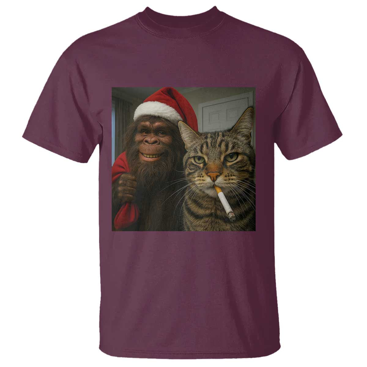 Funny Cat Selfie Bigfoot Christmas Sasquatch T Shirt - Wonder Print Shop