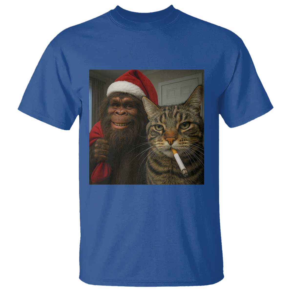 Funny Cat Selfie Bigfoot Christmas Sasquatch T Shirt - Wonder Print Shop