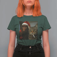 Funny Cat Selfie Bigfoot Christmas Sasquatch T Shirt For Women - Wonder Print Shop