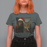 Funny Cat Selfie Bigfoot Christmas Sasquatch T Shirt For Women - Wonder Print Shop