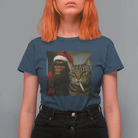 Funny Cat Selfie Bigfoot Christmas Sasquatch T Shirt For Women - Wonder Print Shop