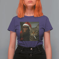 Funny Cat Selfie Bigfoot Christmas Sasquatch T Shirt For Women - Wonder Print Shop