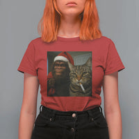 Funny Cat Selfie Bigfoot Christmas Sasquatch T Shirt For Women - Wonder Print Shop