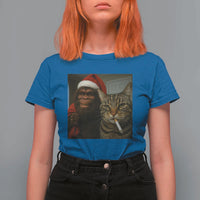 Funny Cat Selfie Bigfoot Christmas Sasquatch T Shirt For Women - Wonder Print Shop