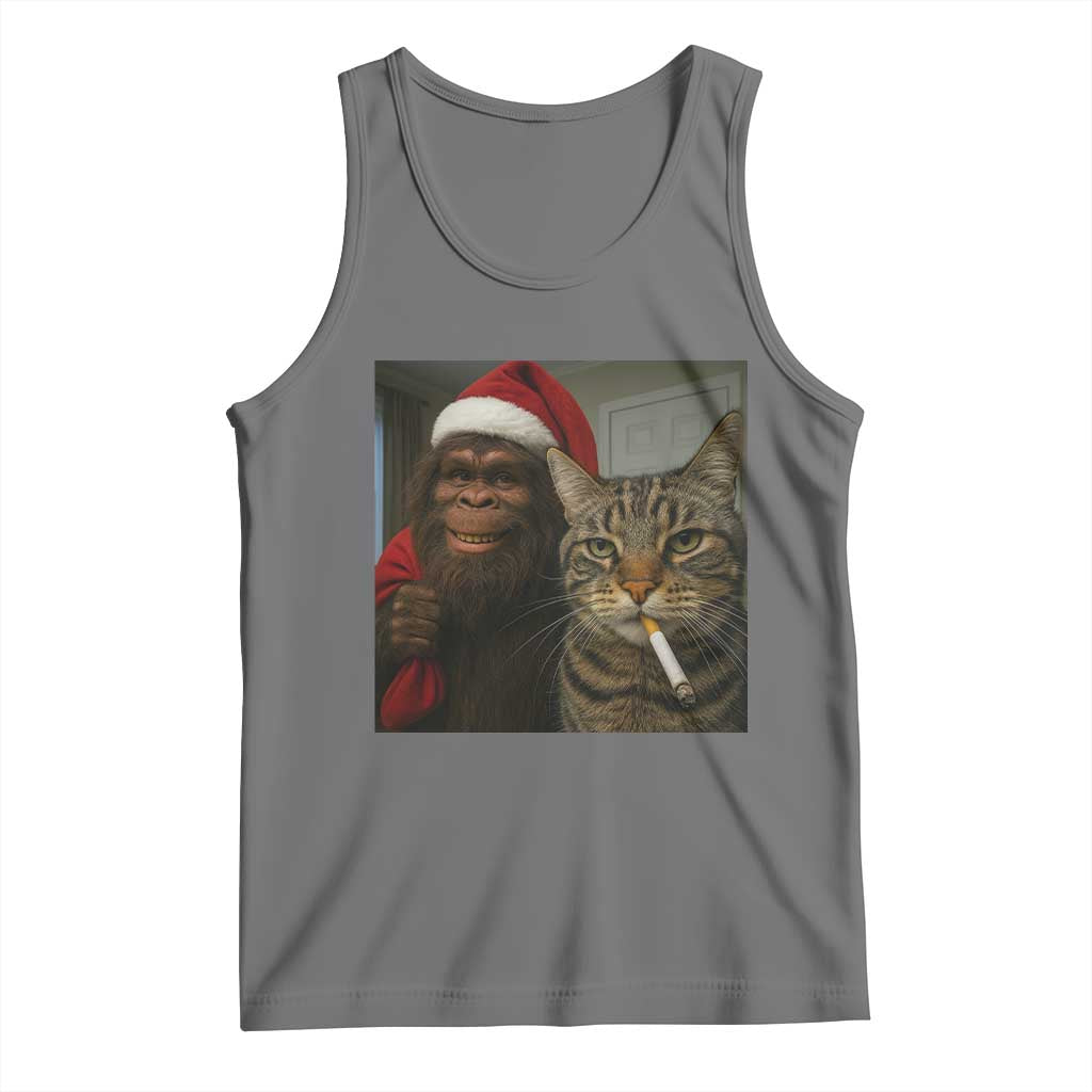 Funny Cat Selfie Bigfoot Christmas Sasquatch Tank Top - Wonder Print Shop