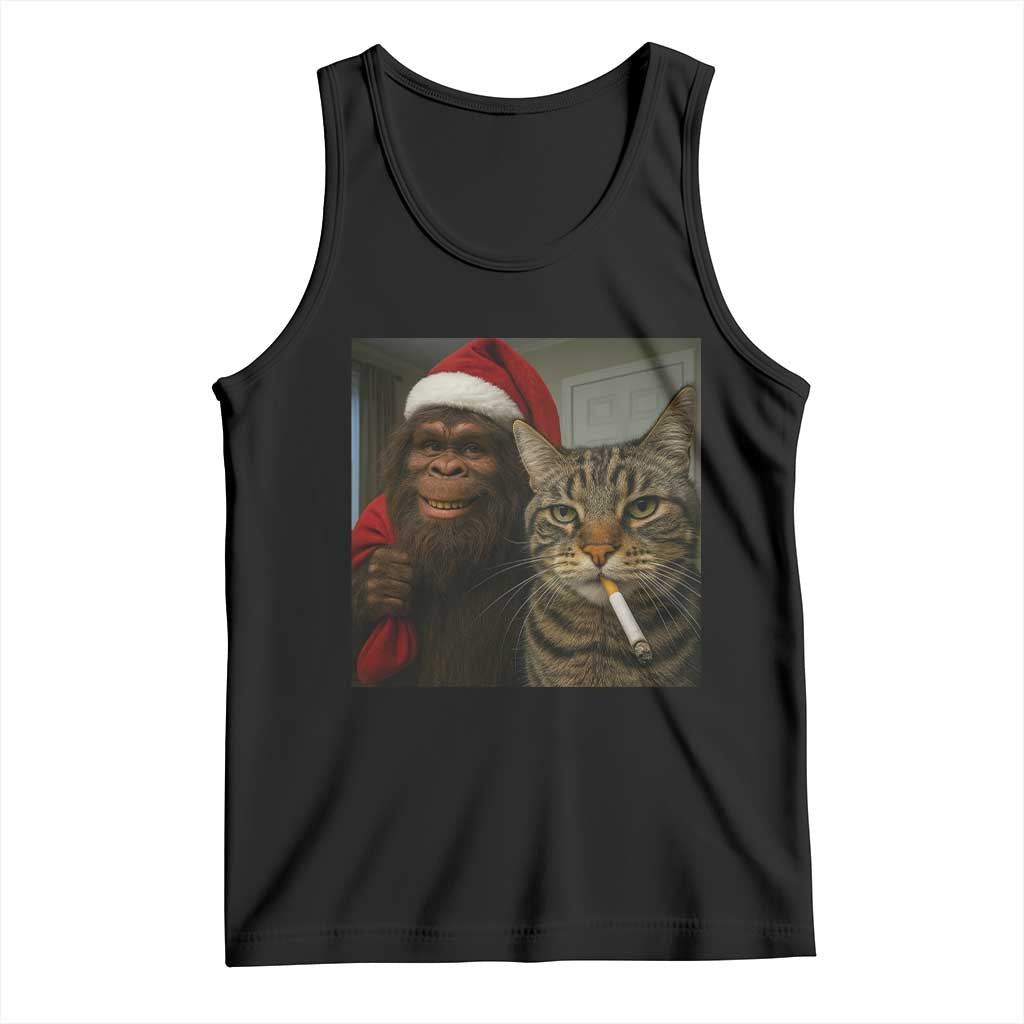 Funny Cat Selfie Bigfoot Christmas Sasquatch Tank Top - Wonder Print Shop