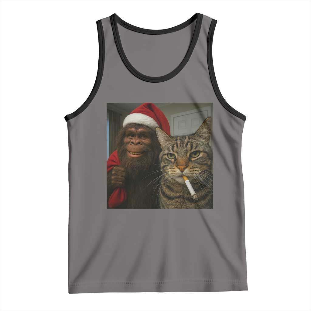 Funny Cat Selfie Bigfoot Christmas Sasquatch Tank Top - Wonder Print Shop