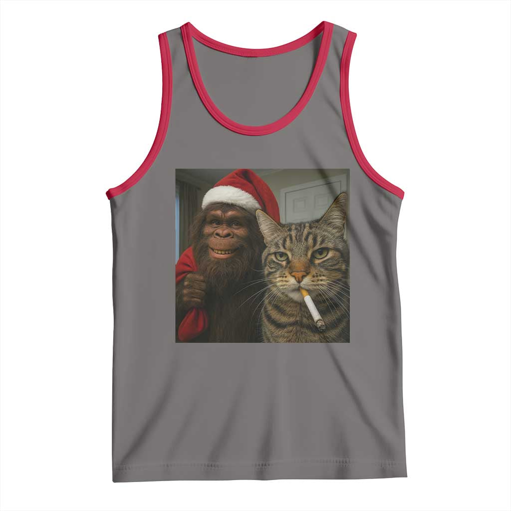 Funny Cat Selfie Bigfoot Christmas Sasquatch Tank Top - Wonder Print Shop