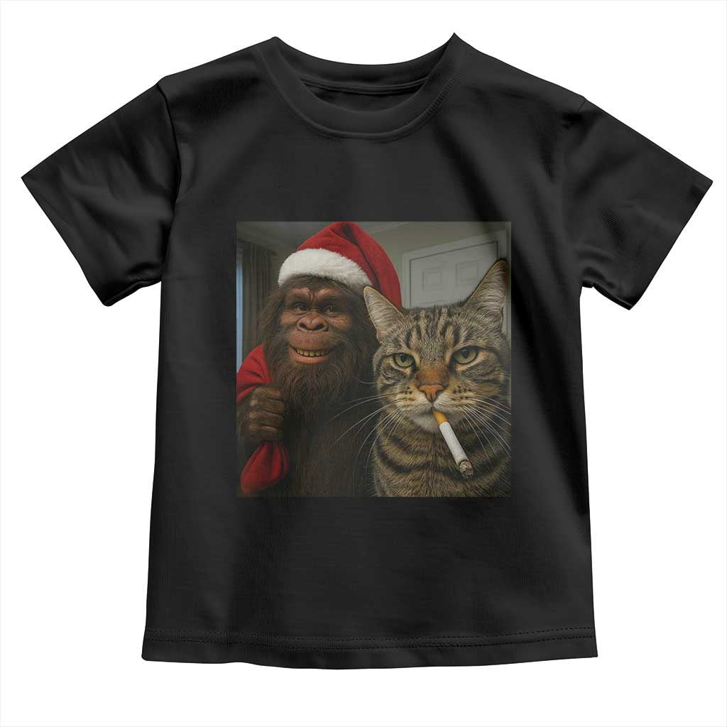 Funny Cat Selfie Bigfoot Christmas Sasquatch Toddler T Shirt - Wonder Print Shop