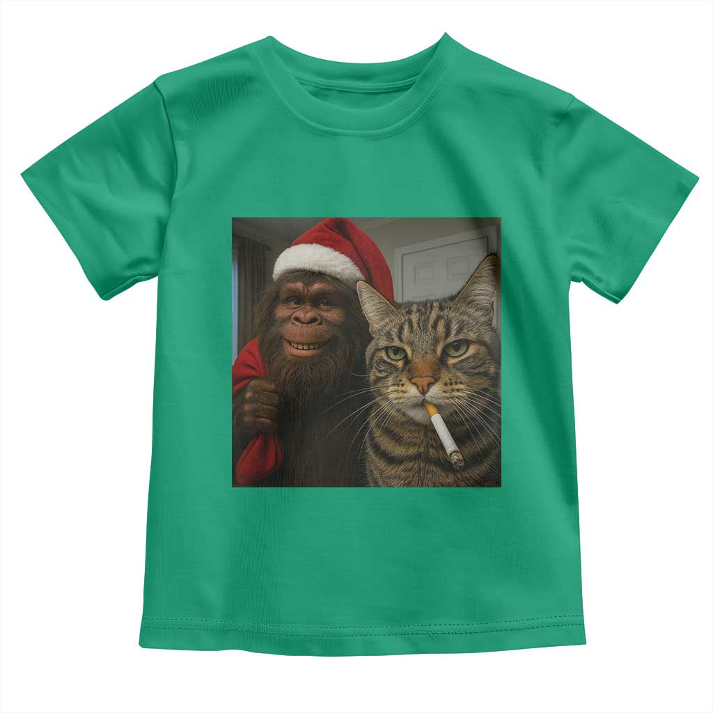 Funny Cat Selfie Bigfoot Christmas Sasquatch Toddler T Shirt - Wonder Print Shop