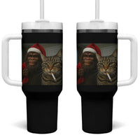 Funny Cat Selfie Bigfoot Christmas Sasquatch Tumbler With Handle