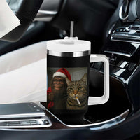 Funny Cat Selfie Bigfoot Christmas Sasquatch Tumbler With Handle