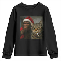 Funny Cat Selfie Bigfoot Christmas Sasquatch Youth Sweatshirt - Wonder Print Shop