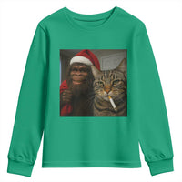 Funny Cat Selfie Bigfoot Christmas Sasquatch Youth Sweatshirt - Wonder Print Shop