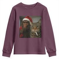 Funny Cat Selfie Bigfoot Christmas Sasquatch Youth Sweatshirt - Wonder Print Shop
