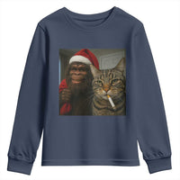 Funny Cat Selfie Bigfoot Christmas Sasquatch Youth Sweatshirt - Wonder Print Shop