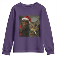 Funny Cat Selfie Bigfoot Christmas Sasquatch Youth Sweatshirt - Wonder Print Shop