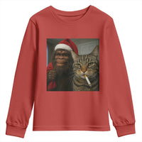 Funny Cat Selfie Bigfoot Christmas Sasquatch Youth Sweatshirt - Wonder Print Shop