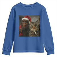 Funny Cat Selfie Bigfoot Christmas Sasquatch Youth Sweatshirt - Wonder Print Shop