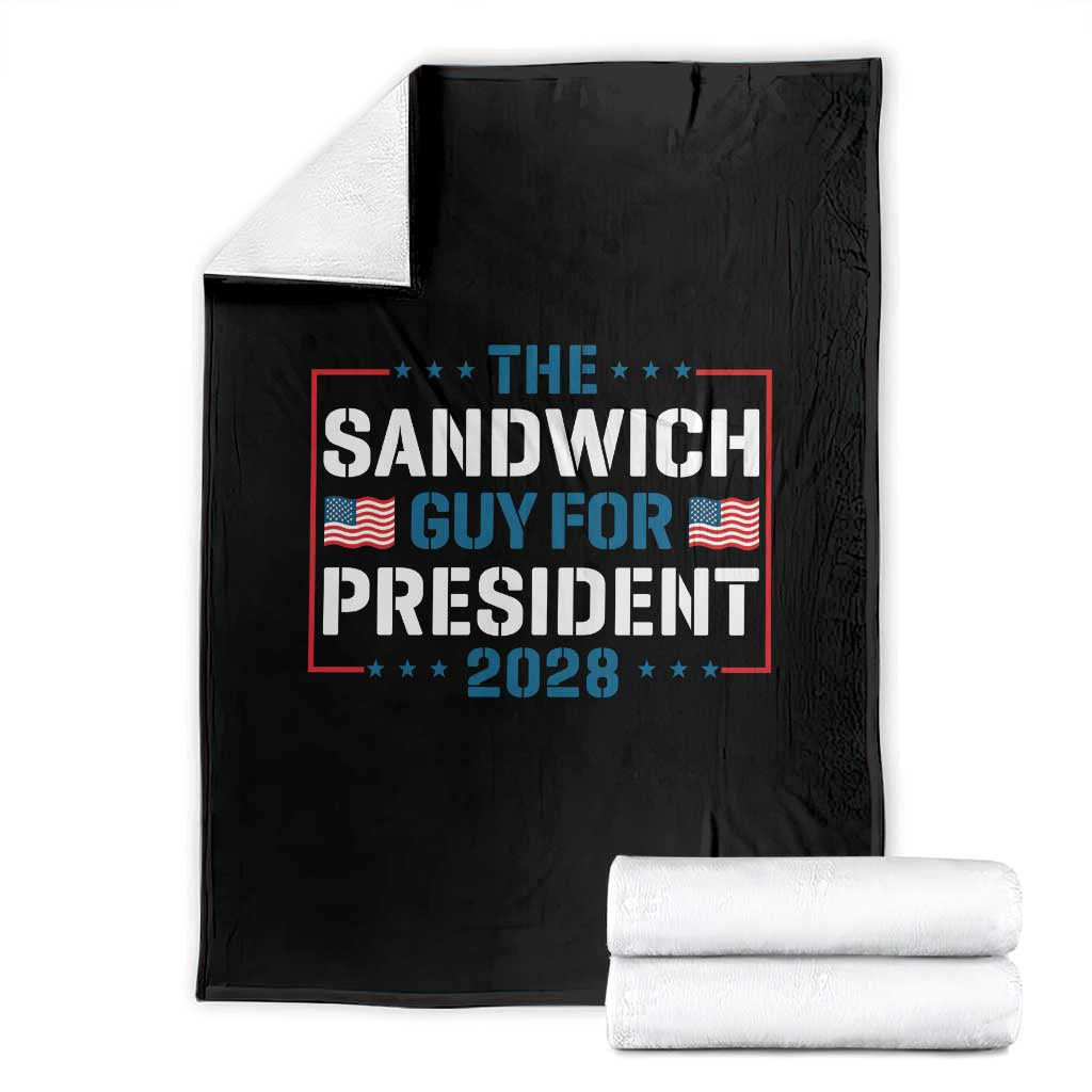 The Sandwich Guy for President 2028 Throw Blanket Free DC Funny Political Satire - Wonder Print Shop