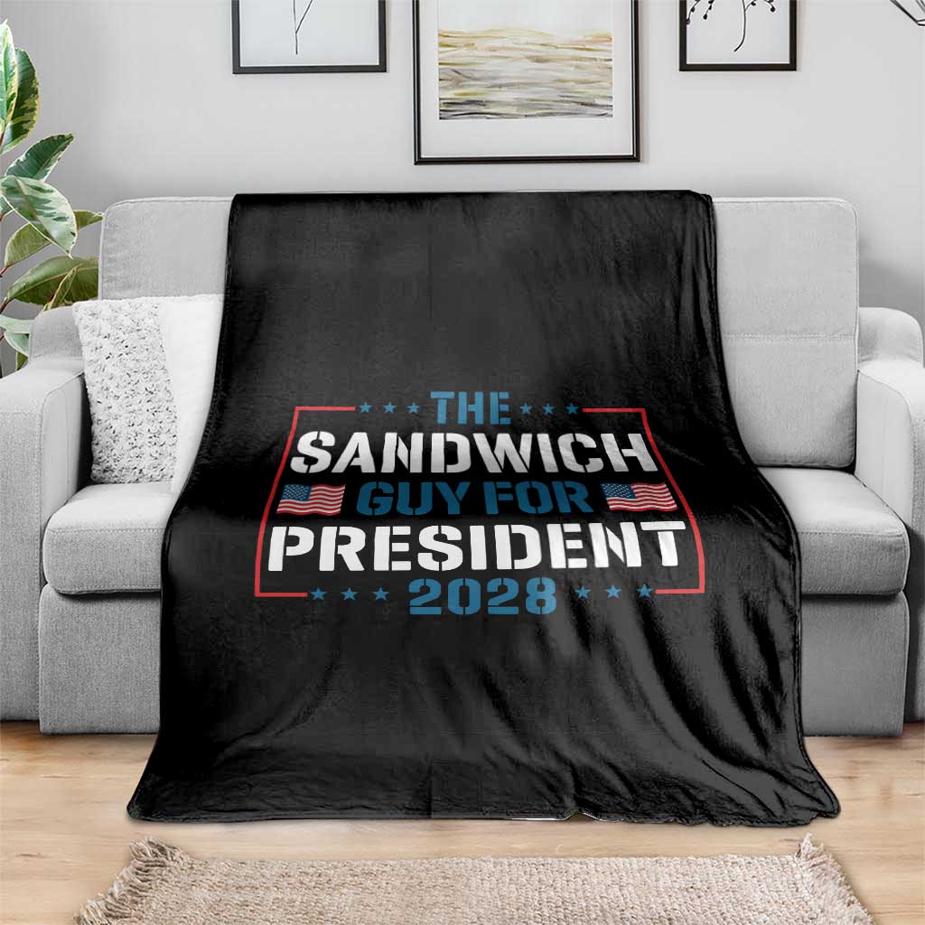 The Sandwich Guy for President 2028 Throw Blanket Free DC Funny Political Satire - Wonder Print Shop
