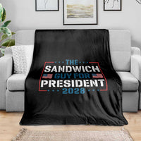 The Sandwich Guy for President 2028 Throw Blanket Free DC Funny Political Satire - Wonder Print Shop