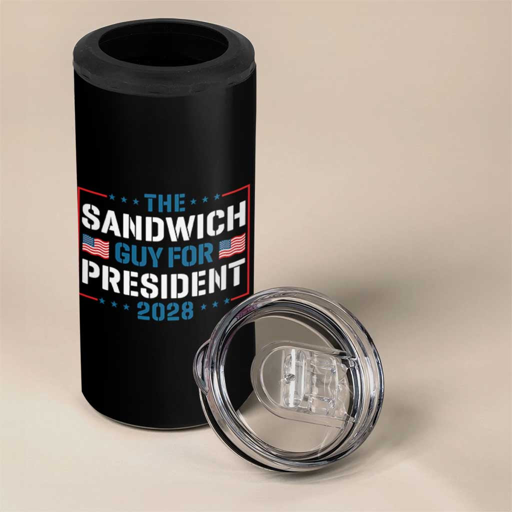 The Sandwich Guy for President 2028 4 in 1 Can Cooler Tumbler Free DC Funny Political Satire