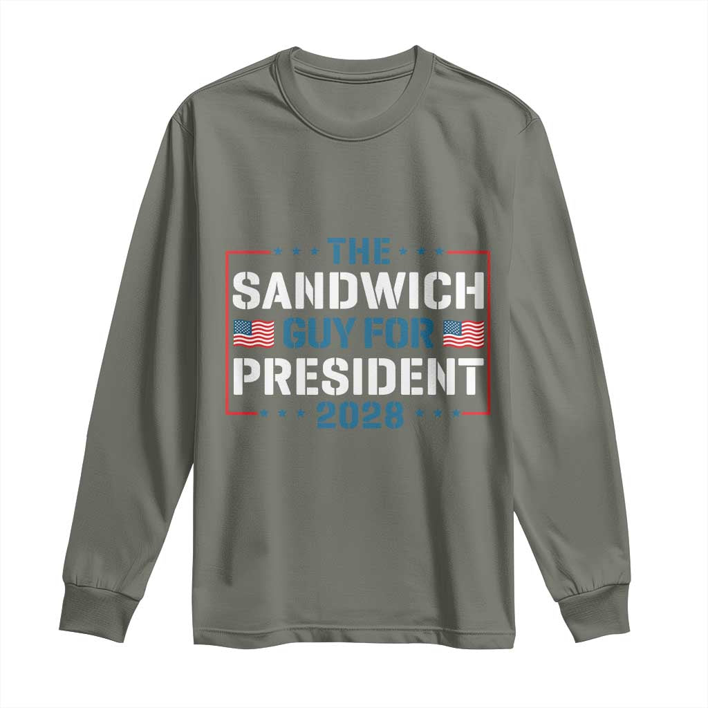 The Sandwich Guy for President 2028 Long Sleeve Shirt Free DC Funny Political Satire - Wonder Print Shop