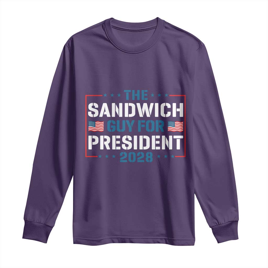 The Sandwich Guy for President 2028 Long Sleeve Shirt Free DC Funny Political Satire - Wonder Print Shop
