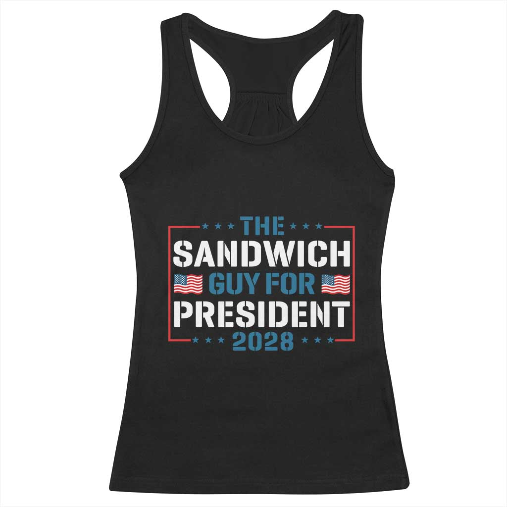 The Sandwich Guy for President 2028 Racerback Tank Top Free DC Funny Political Satire - Wonder Print Shop