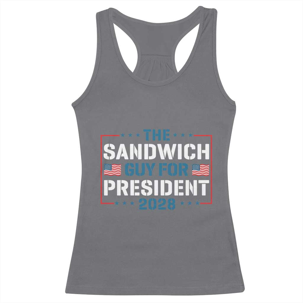 The Sandwich Guy for President 2028 Racerback Tank Top Free DC Funny Political Satire - Wonder Print Shop