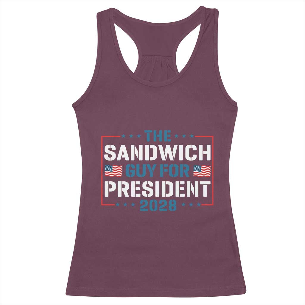 The Sandwich Guy for President 2028 Racerback Tank Top Free DC Funny Political Satire - Wonder Print Shop