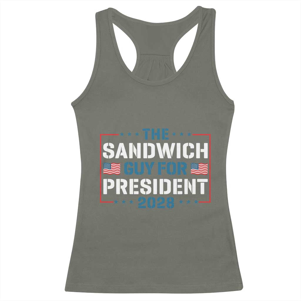 The Sandwich Guy for President 2028 Racerback Tank Top Free DC Funny Political Satire - Wonder Print Shop