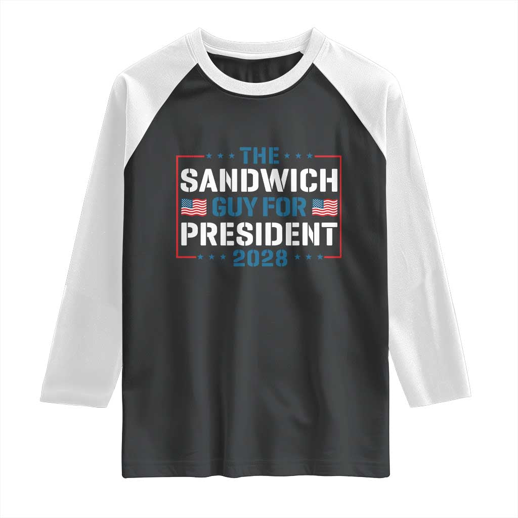 The Sandwich Guy for President 2028 Raglan Shirt Free DC Funny Political Satire - Wonder Print Shop