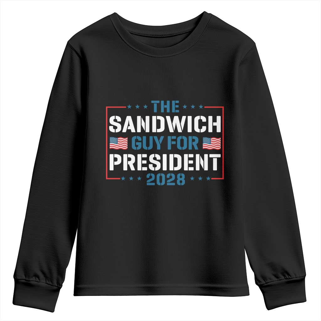 The Sandwich Guy for President 2028 Youth Sweatshirt Free DC Funny Political Satire - Wonder Print Shop