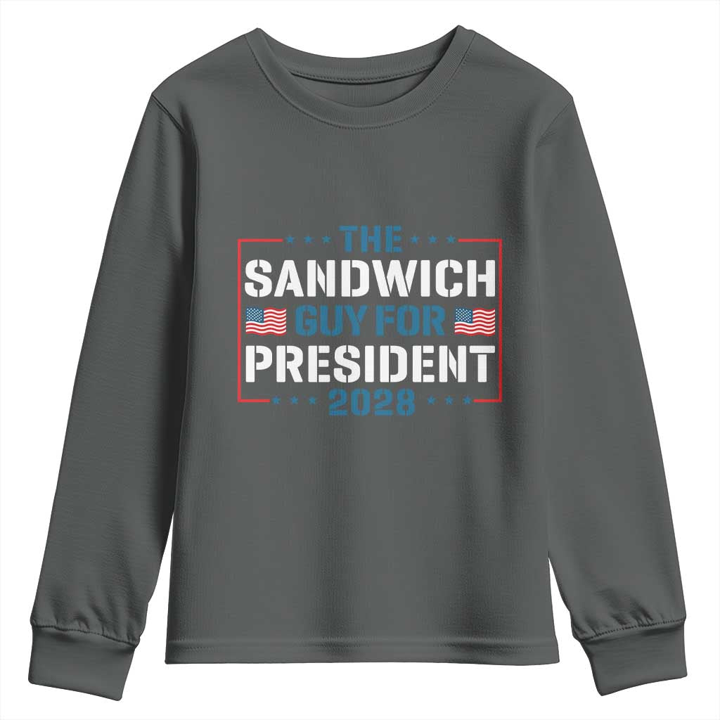 The Sandwich Guy for President 2028 Youth Sweatshirt Free DC Funny Political Satire - Wonder Print Shop