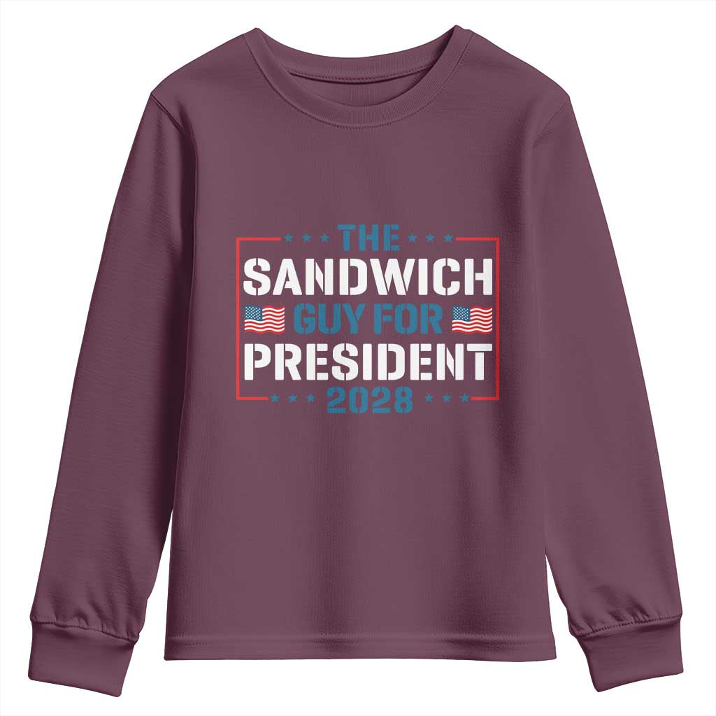 The Sandwich Guy for President 2028 Youth Sweatshirt Free DC Funny Political Satire - Wonder Print Shop