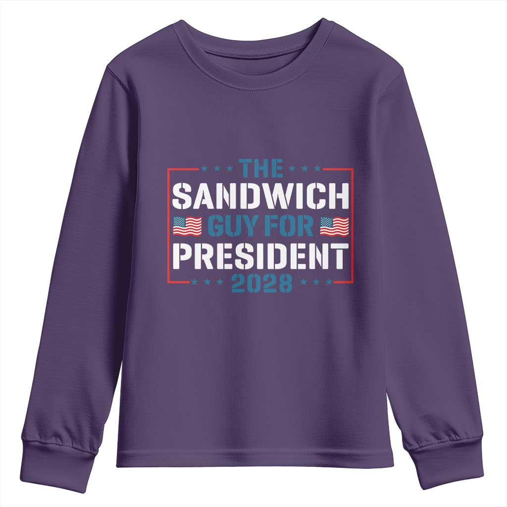 The Sandwich Guy for President 2028 Youth Sweatshirt Free DC Funny Political Satire - Wonder Print Shop