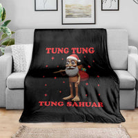 Funny Italian Brainrot Christmas Throw Blanket Tung Tung Tung Sahur Meme - Wonder Print Shop