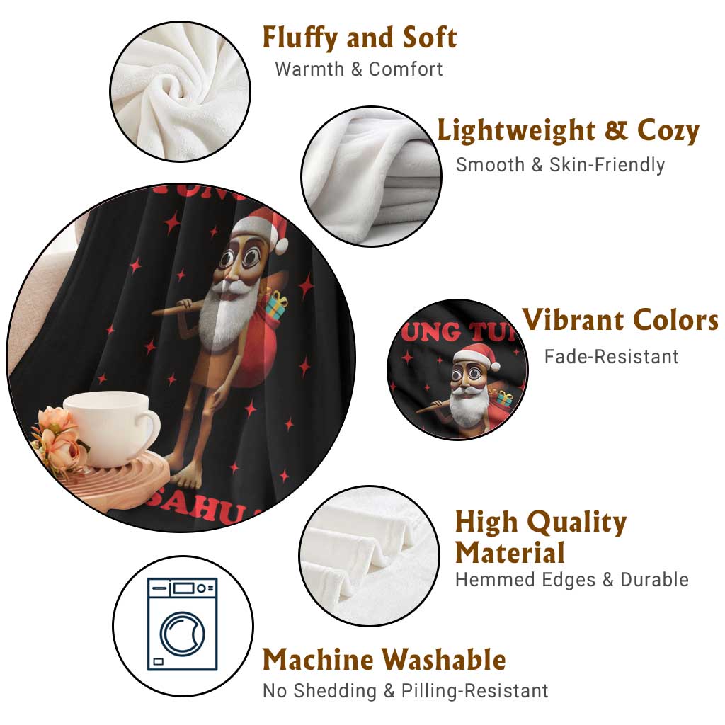 Funny Italian Brainrot Christmas Throw Blanket Tung Tung Tung Sahur Meme - Wonder Print Shop