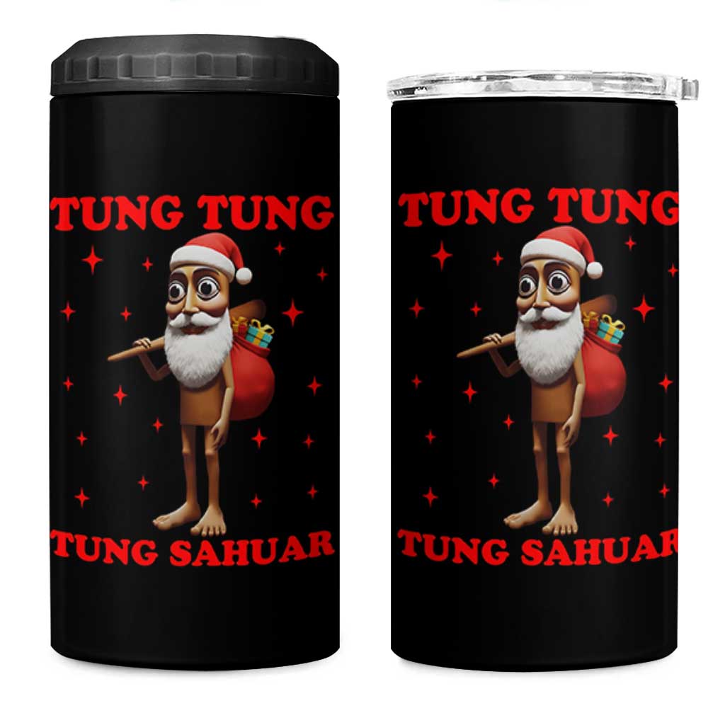 Funny Italian Brainrot Christmas 4 in 1 Can Cooler Tumbler Tung Tung Tung Sahur Meme - Wonder Print Shop