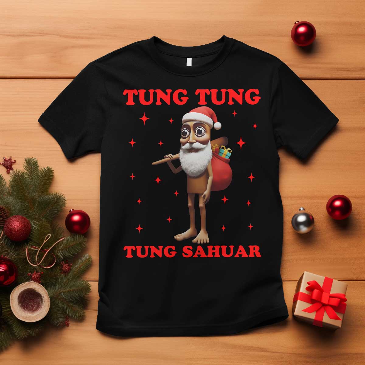 Funny Italian Brainrot Christmas T Shirt Tung Tung Tung Sahur Meme - Wonder Print Shop